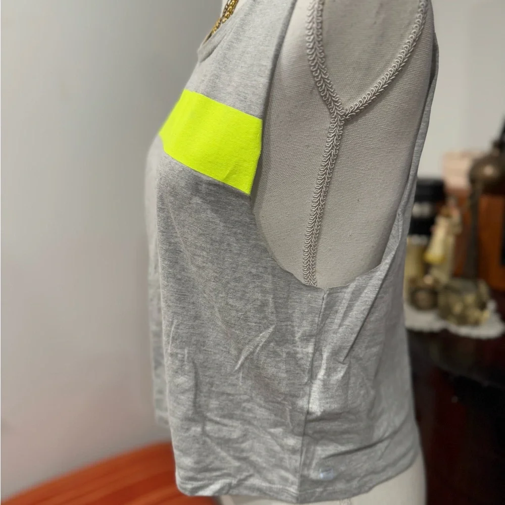 Gray and Neon Yellow Women's Top - Picture 3 of 5